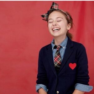 J Crew Crewcuts Sweater Love Blazer Navy Red Heart